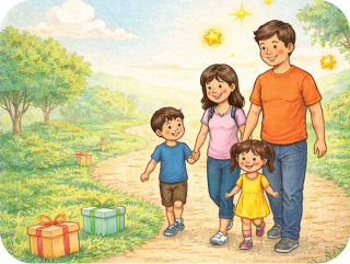 family using chore and rewards app together to build responsibility and shared participation